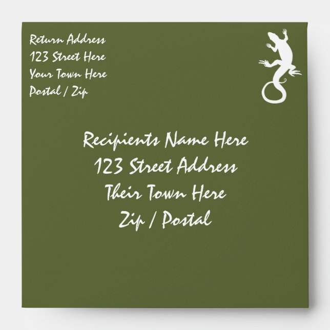 Lizard Envelopes Personalize Reptile Art Envelopes (Front)