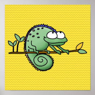 Lizard Funny Cartoon Illustration Poster