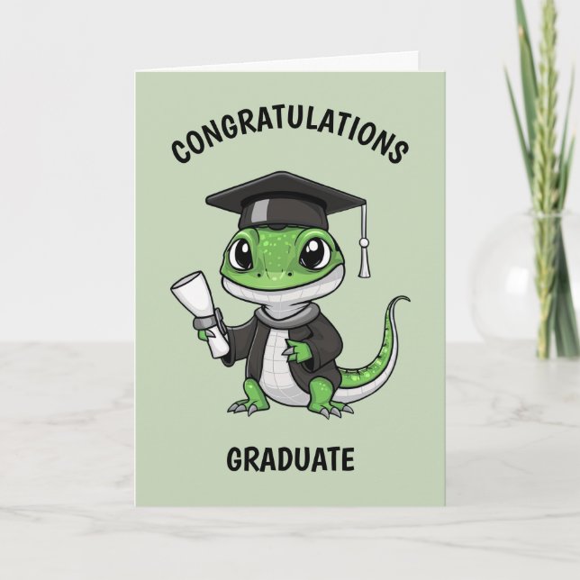 Lizard Gecko Graduation Personalized Card (Front)