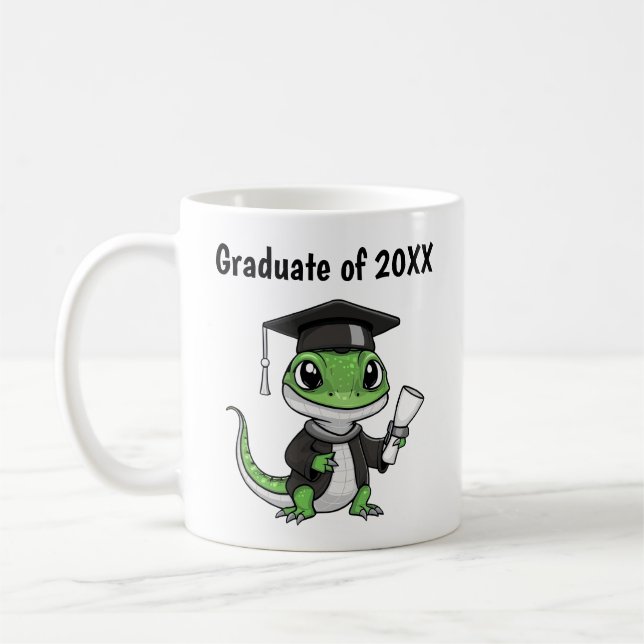 Lizard Gecko Graduation Personalized Coffee Mug (Left)