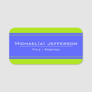 Lizard Green and Royal Blue Modern High Visibility Name Tag