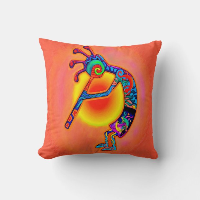 Lizard Kokopelli Throw Pillow (Front)