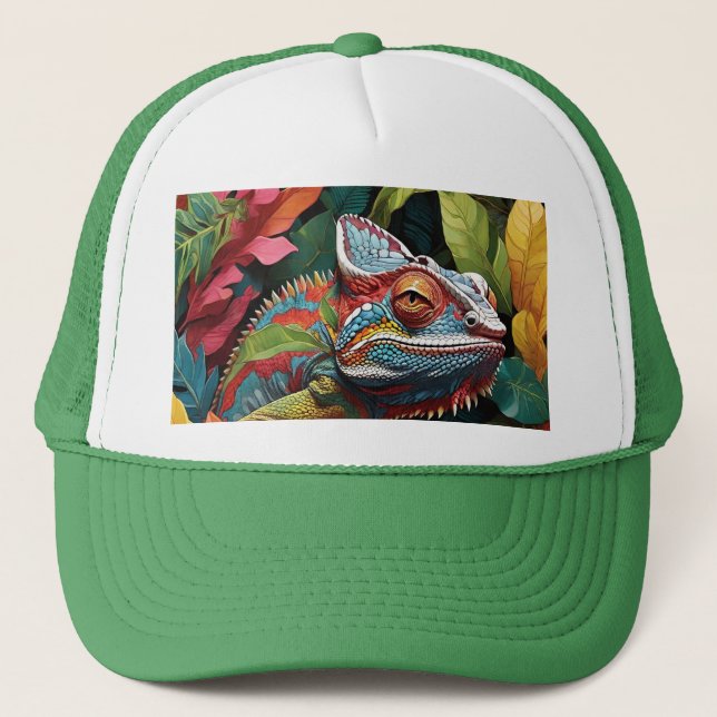 Lizard Leaves & Colour Trucker Hat (Front)