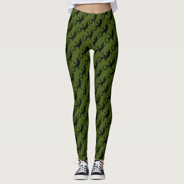 Lizard Leggings Reptile Wildlife Art Leggings (Front)