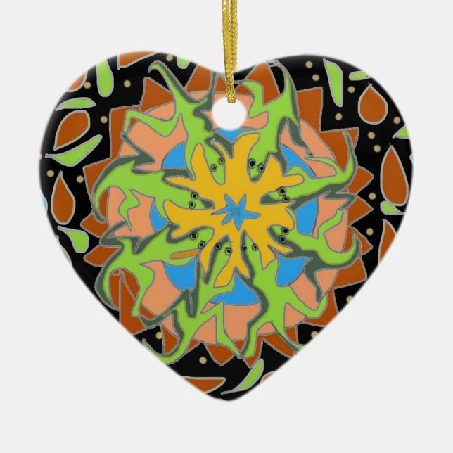 Lizard Mandala Ceramic Ornament (Front)