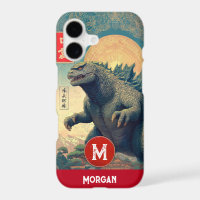 Lizard Monster Monogram Name Asian Vintage Retro