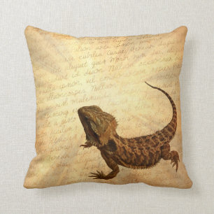 Lizard on a letter throw pillow