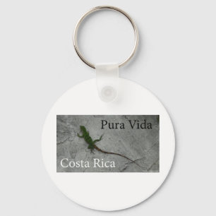 Lizard on Stone wall in Costa Rica Pura Vida! Keychain