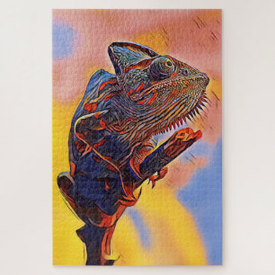 Lizard Portrait Peinture Art numérique Puzzle