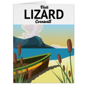 Lizard seaside travel poster postcard