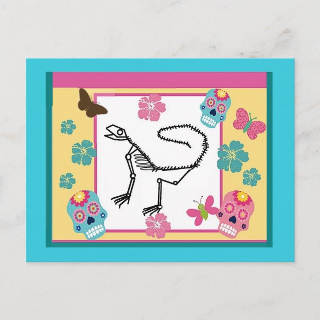 Lizard skeleton, Day of the Dead Postcard (Front)