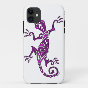 Lizard tattoo/henna in purple iPhone 11 case