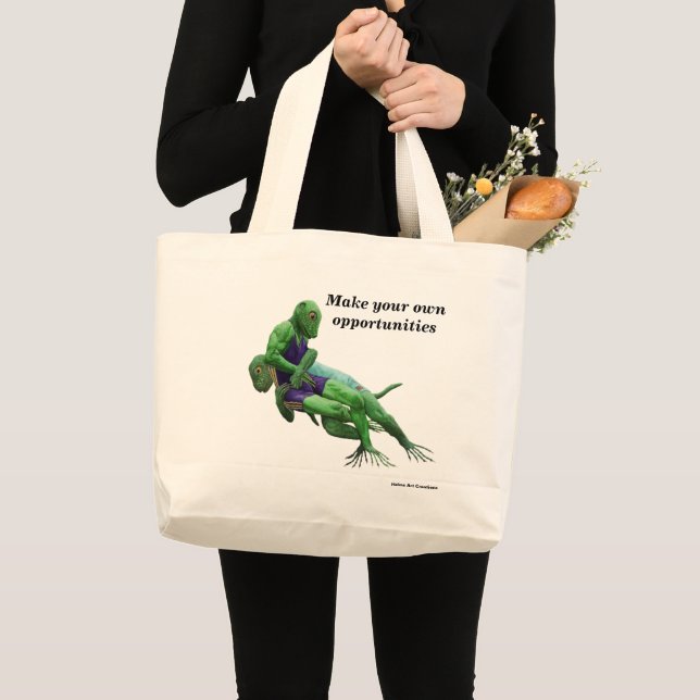 Lizard Warrior Wrestling Fantasy Art Tote Bag (Front (Product))