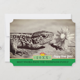 Lizard with Daisy & Happy New Year! Card /flowers