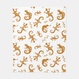Lizards and chameleons seamless pattern fleece blanket