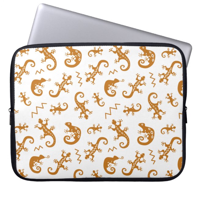 Lizards and chameleons seamless pattern laptop sleeve (Front)