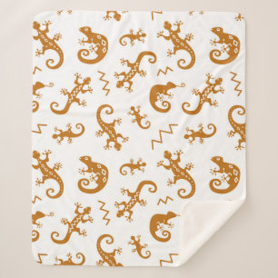 Lizards and chameleons seamless pattern sherpa blanket