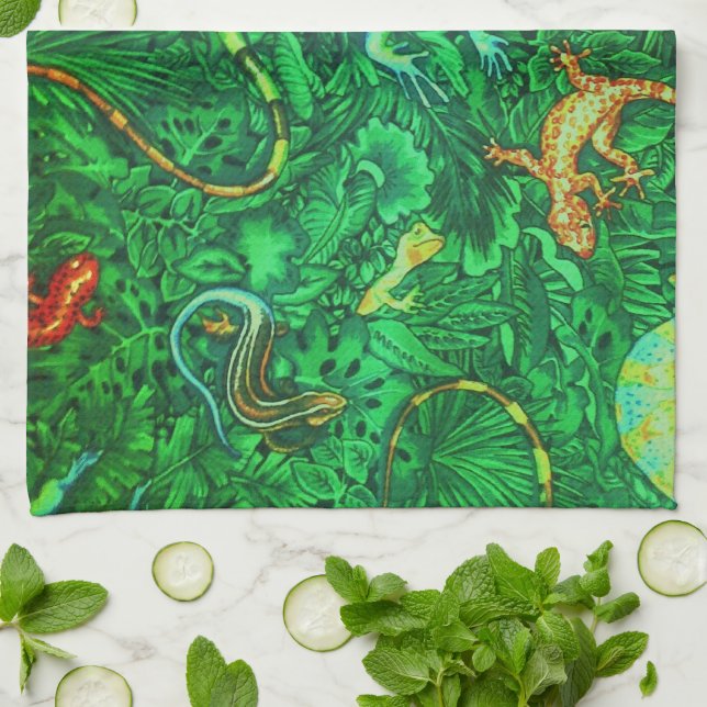 Lizards Batik Kitchen Towel (Folded)
