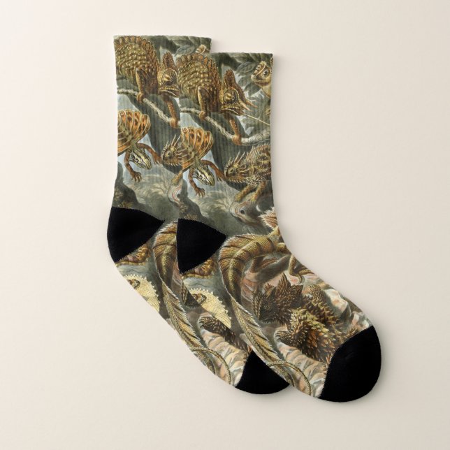 Lizards by Ernst Haeckel Vintage Lacertilia Animal Socks (Pair)