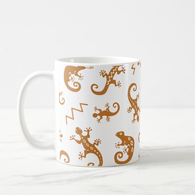 Lizards Chameleons: Seamless Pattern Design. Coffee Mug (Left)