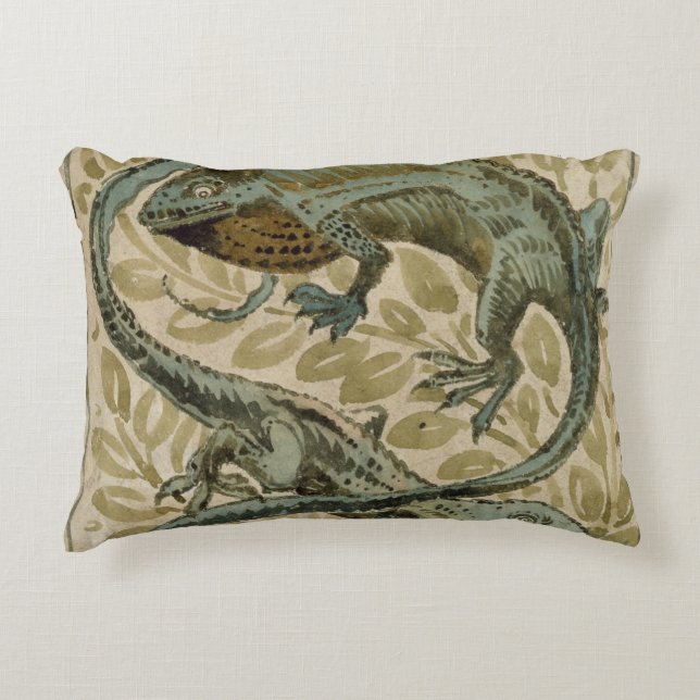Lizards, design for a tile (w/c on paper) accent pillow (Front)