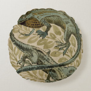 Lizards, design for a tile (w/c on paper) round pillow