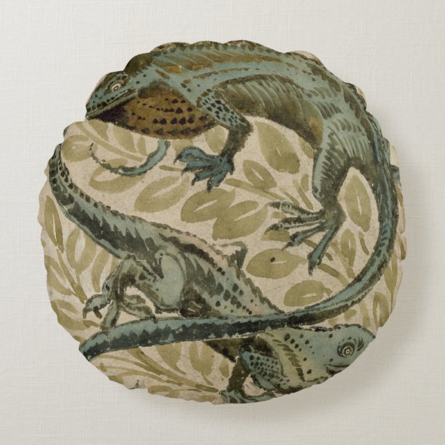 Lizards, design for a tile (w/c on paper) round pillow (Front)