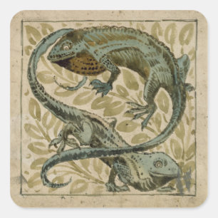 Lizards, design for a tile (w/c on paper) square sticker