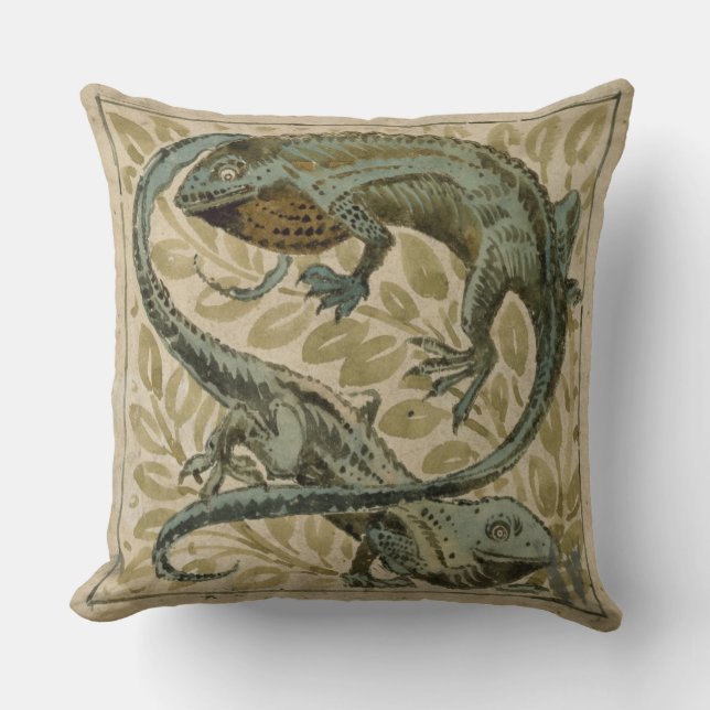 Lizards, design for a tile (w/c on paper) throw pillow (Front)