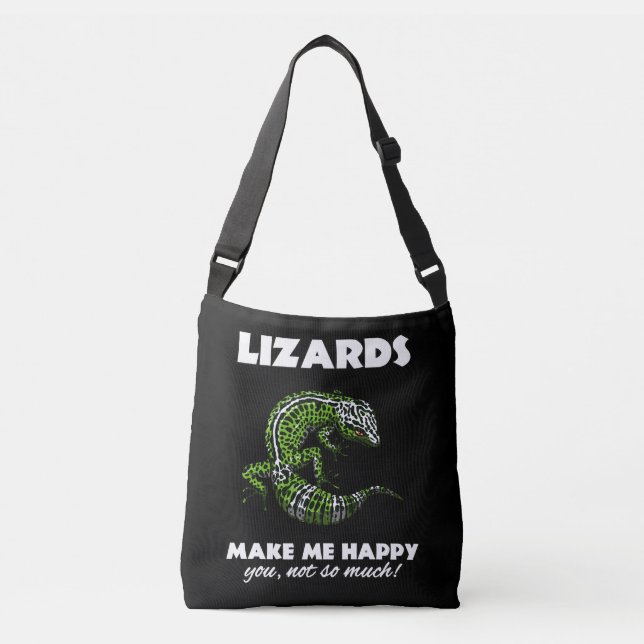 Lizards Make Me Happy Cute Gecko Reptile Crossbody Bag (Front)