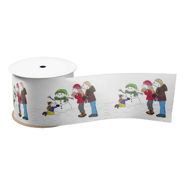 Lizzy's People Snowman Fun Ribbon Satin Ribbon (Spool)