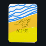 LJ Monogram Elegant Modern Beach Wedding  Magnet<br><div class="desc">LJ Monogram or add your monogram. Great for weddings.</div>