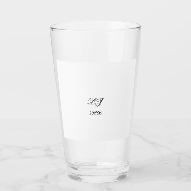 LJ Monogram Elegant Modern Wedding  Glass (Front)