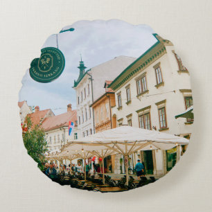 Ljubljana Cityscape Round Pillow