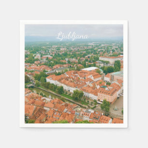 Ljubljana Cityscape, Slovenia Travel Souvenir Napkin