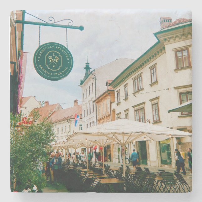 Ljubljana Cityscape Stone Coaster (Front)
