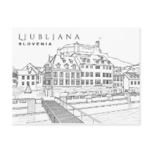 Ljubljana Drawing Postcard