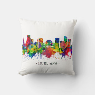 Ljubljana Slovenia Skyline Throw Pillow