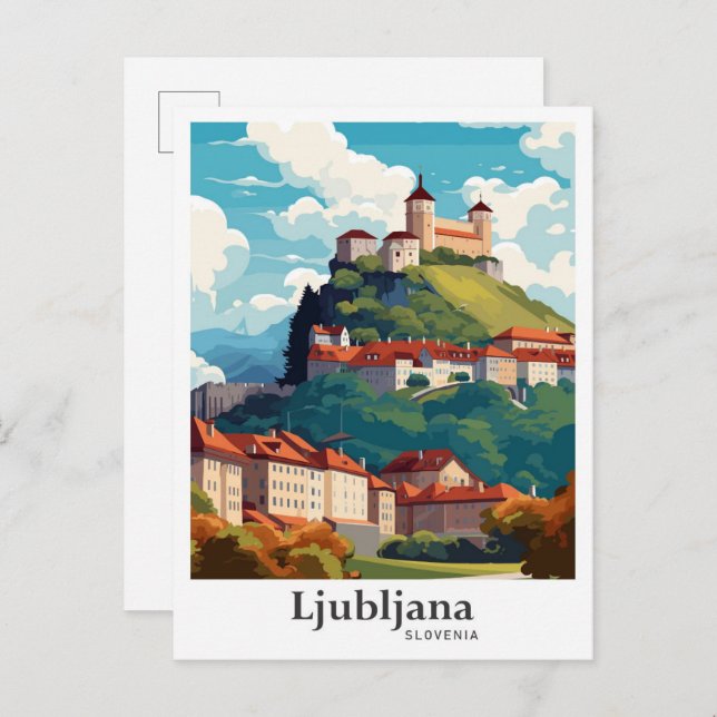 Ljubljana Slovenia Travel Potrait Illustration Postcard (Front/Back)