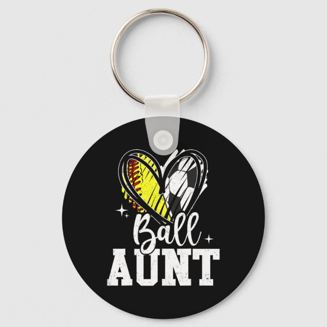 Ll Aunt Softll Soccer Ll Aunt Of Both  Keychain (Front)