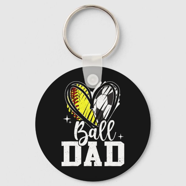 Ll Dad Softll Soccer Ll Dad Of Both  Keychain (Front)