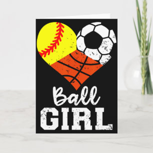 Ll Girl Funny Softll Soccer Sketll Girl T Shirt Card