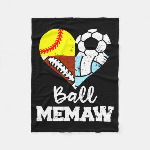 Ll Memaw Funny Soccer Footll Softll Volleyll Playe Fleece Blanket