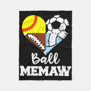 Ll Memaw Funny Soccer Footll Softll Volleyll Playe Fleece Blanket