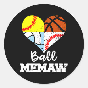 Ll Memaw Sell Softll Sketll Volleyll Player Classic Round Sticker