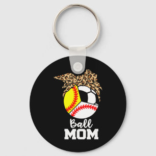 Ll Mom Funny Sell Softll Soccer Leopard Mom  Keychain