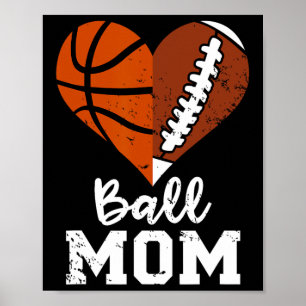 Ll Mom Heart Funny Footll Sketll Mom Poster