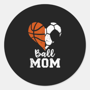 Ll Mom Heart Funny Soccer Sketll Mom Classic Round Sticker