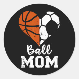 Ll Mom Heart Funny Soccer Sketll Mom  Classic Round Sticker