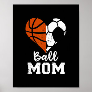 Ll Mom Heart Funny Soccer Sketll Mom Poster